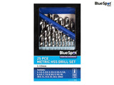 BlueSpot Tools HSS Drill Bit Set, 25 Piece