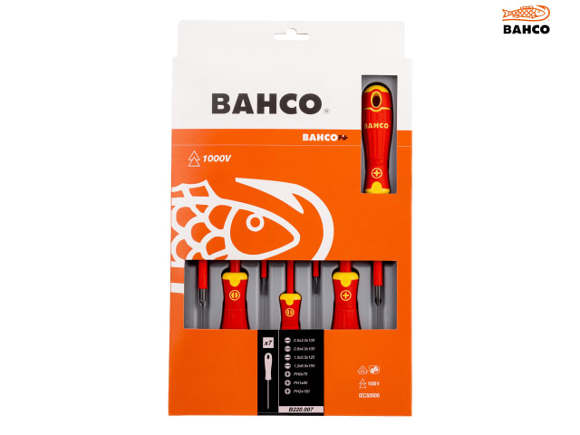 Bahco B220.007 BAHCOFIT Insulated Screwdriver Set, 7 Piece