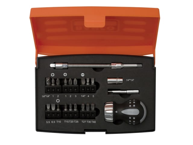 Bahco 808050S-22 Stubby Ratchet Screwdriver Set, 22 Piece