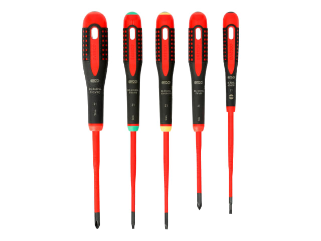 Bahco BE-9871SL ERGO Slim VDE Insulated Screwdriver Set, 5 Piece