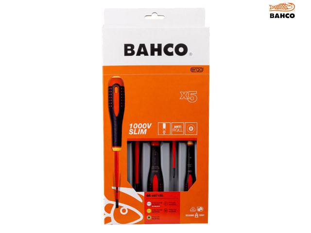 Bahco BE-9871SL ERGO Slim VDE Insulated Screwdriver Set, 5 Piece