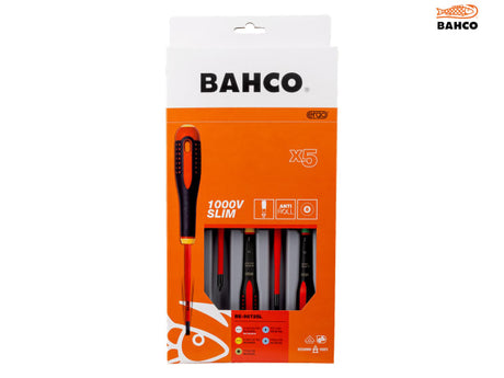 Bahco BE-9872SL ERGO VDE Insulated Screwdriver Set, 5 Piece