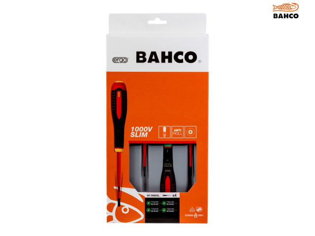 Bahco BE-9880SL ERGO Slim VDE Insulated Screwdriver Set, 4 Piece