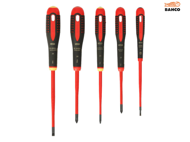 Bahco BE-9881SL ERGO Slim VDE Insulated Screwdriver Set, 5 Piece