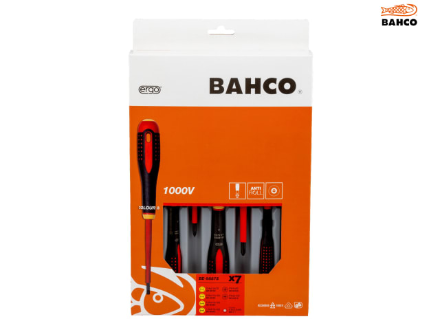 Bahco BE-9887S ERGO VDE Insulated Screwdriver Set, 7 Piece