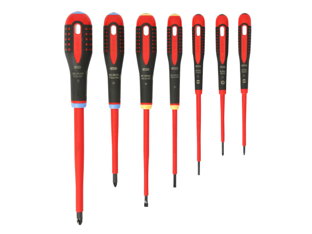 Bahco BE-9888S ERGO VDE Insulated Screwdriver Set, 7 Piece