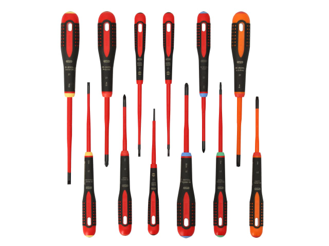 Bahco BE-9878SL ERGO Slim VDE Insulated Screwdriver Set, 12 Piece