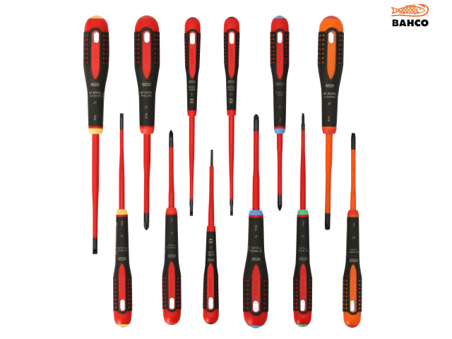 Bahco BE-9878SL ERGO Slim VDE Insulated Screwdriver Set, 12 Piece