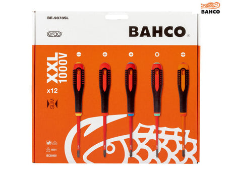 Bahco BE-9878SL ERGO Slim VDE Insulated Screwdriver Set, 12 Piece
