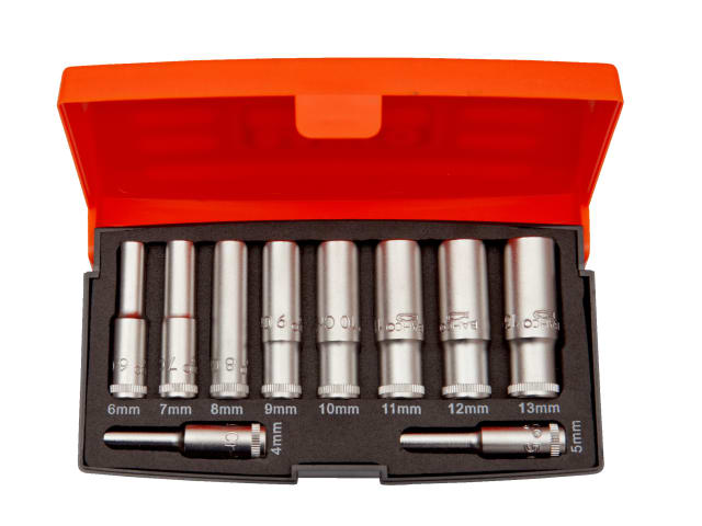 Bahco S0810L 1/4in Drive Deep Socket Set, 10 Piece