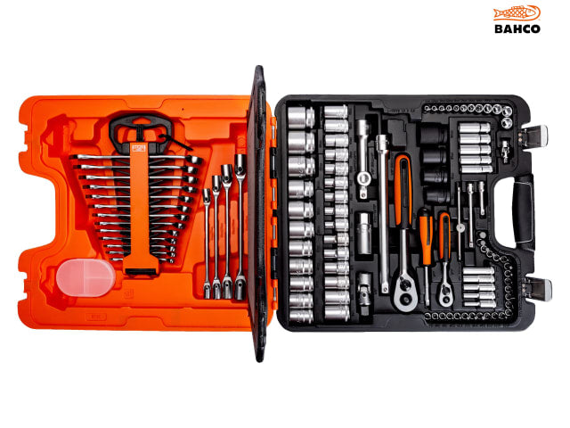 Bahco S108 1/4in & 1/2in Drive Socket & Combination Spanner Set, 108 Piece