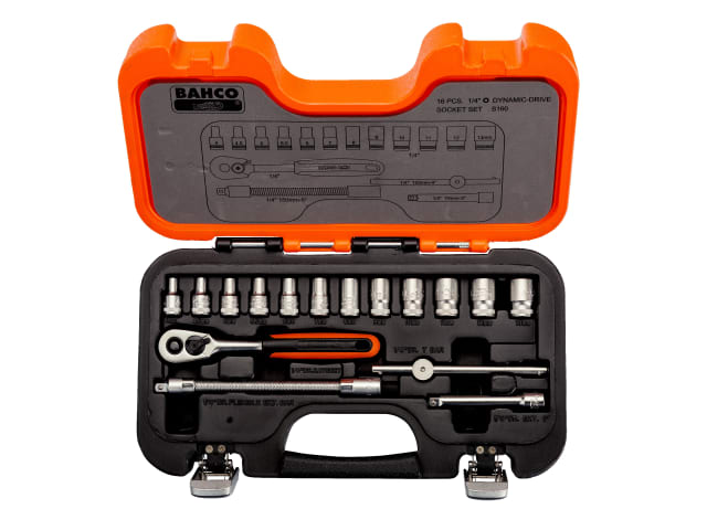 Bahco S160 1/4in Drive Socket Set, 16 Piece