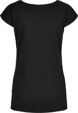 Build Your Brand Basic Women's Wide Neck Tee - Black