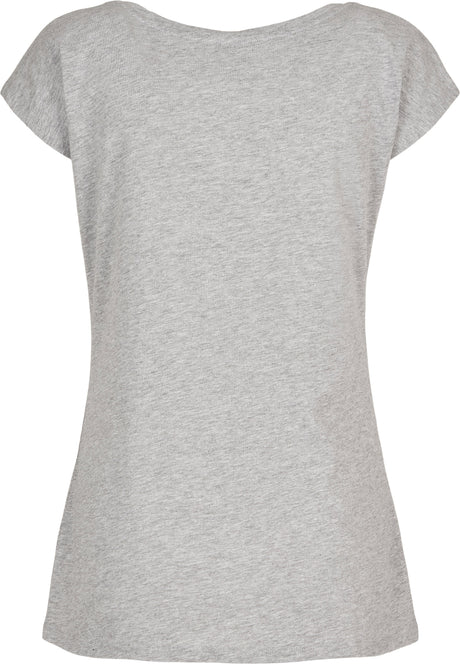 Build Your Brand Basic Women's Wide Neck Tee - Heather Grey