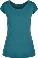 Build Your Brand Basic Women's Wide Neck Tee - Teal