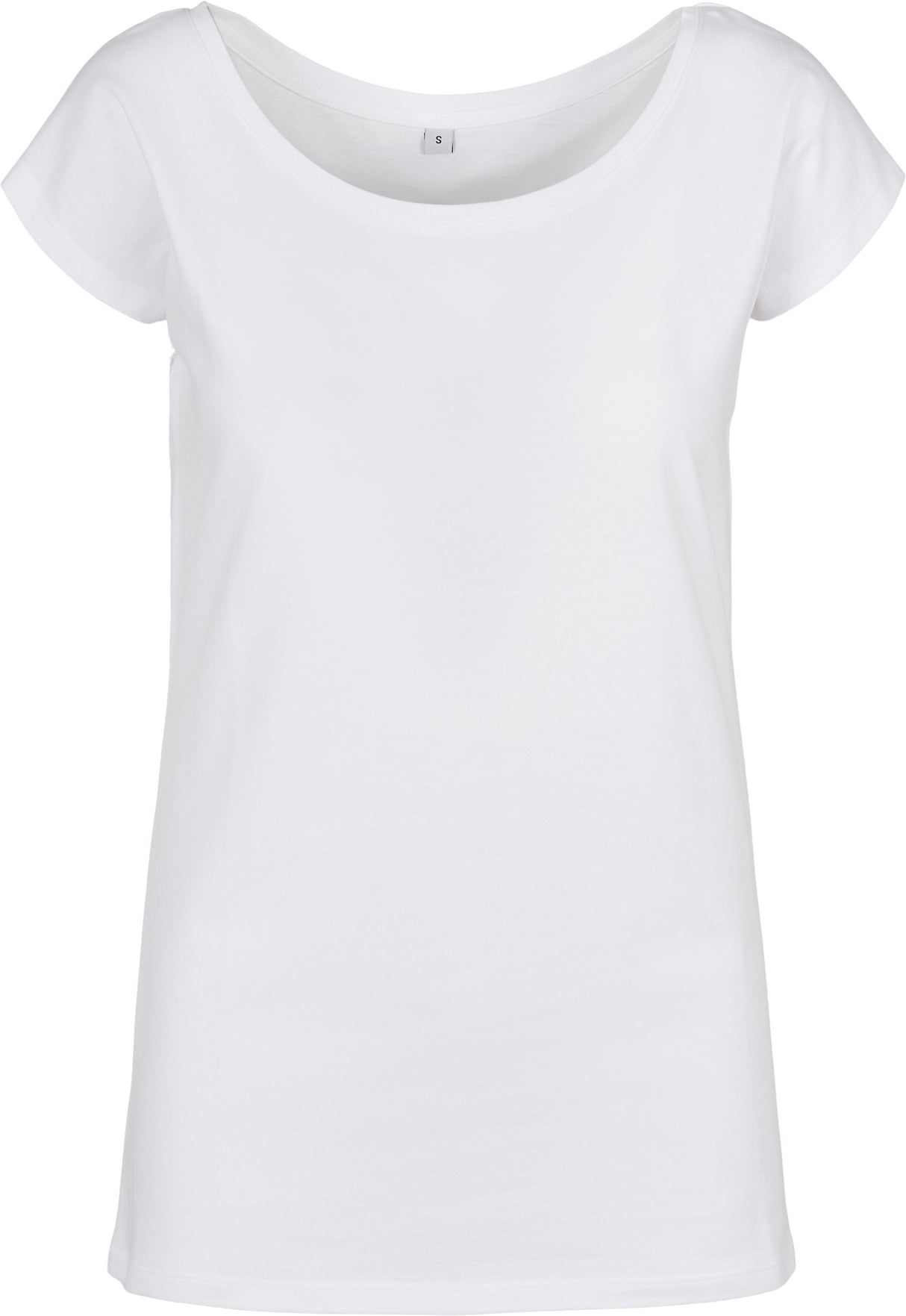 Build Your Brand Basic Women's Wide Neck Tee - White