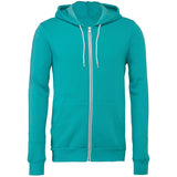 Bella Canvas Unisex Polycotton Fleece Full-Zip Hoodie - Teal