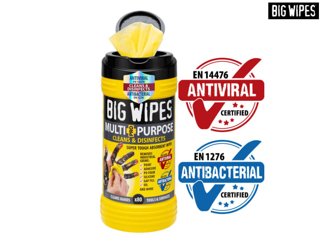 Big Wipes Multi-Purpose Pro+ Antiviral Wipes (Tub 80)