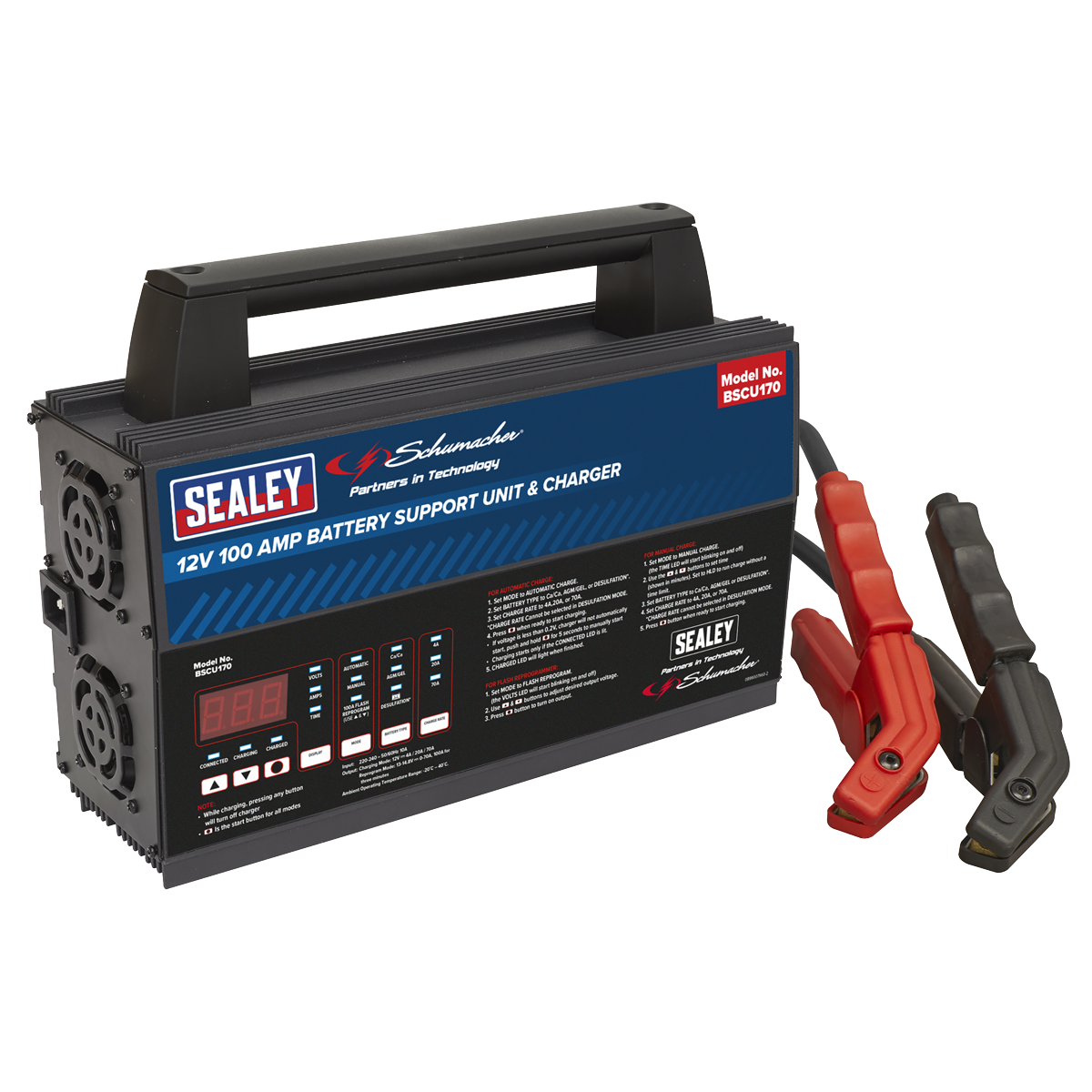 Sealey Schumacher® Battery Support Unit & Charger - 12V 100A