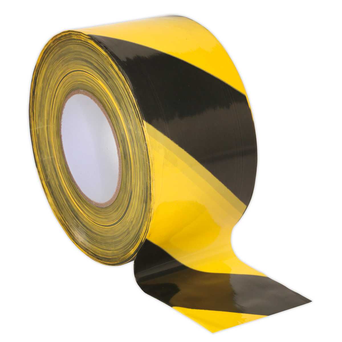 Sealey Hazard Warning Barrier Tape 80mm x 100m Black/Yellow Non-Adhesive