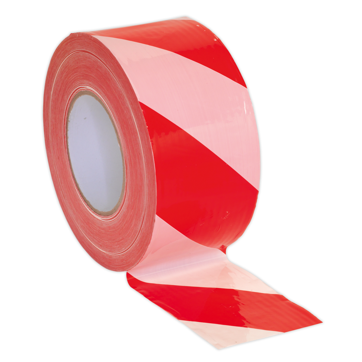 Sealey Hazard Warning Barrier Tape 80mm x 100m Red/White Non-Adhesive