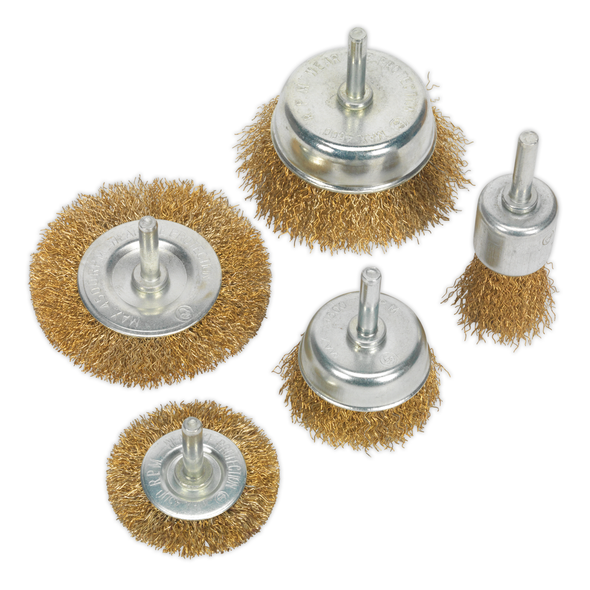 Sealey Wire Brush Set 5pc Brassed