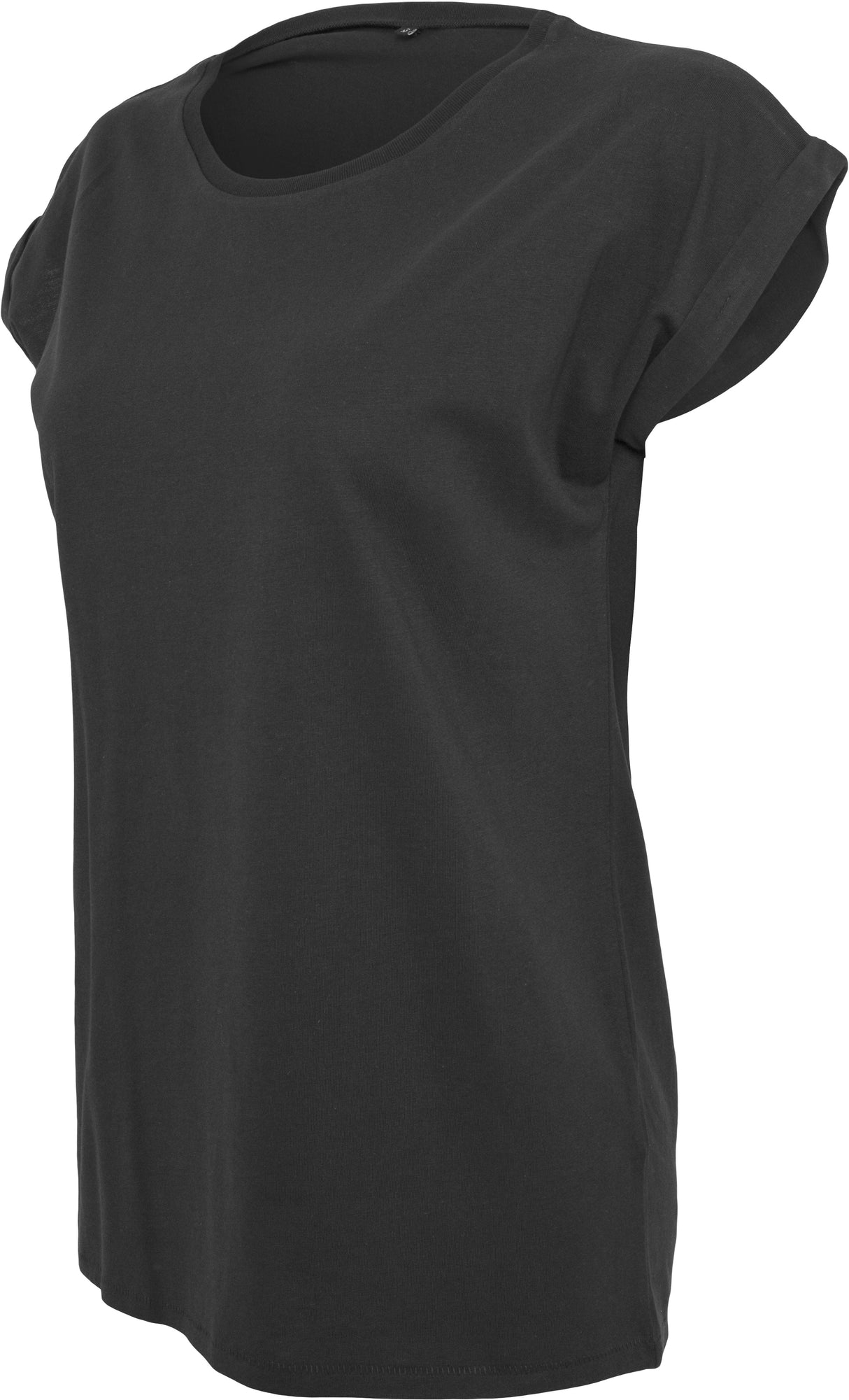 Build Your Brand Women's Extended Shoulder Tee - Black