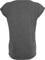 Build Your Brand Women's Extended Shoulder Tee - Charcoal