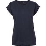 Build Your Brand Women's Extended Shoulder Tee - Navy