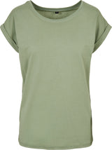 Build Your Brand Women's Extended Shoulder Tee - Soft Salvia