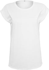 Build Your Brand Women's Extended Shoulder Tee - White