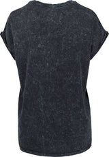 Build Your Brand Women's Acid Washed Extended Shoulder Tee