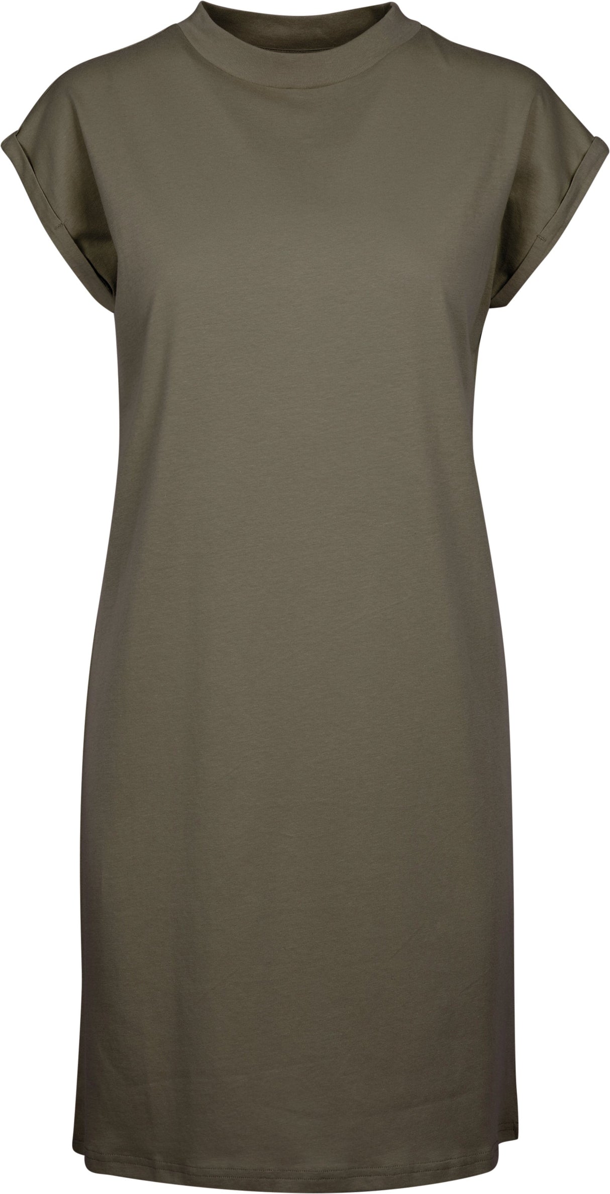 Build Your Brand Women's Turtle Extended Shoulder Dress - Olive