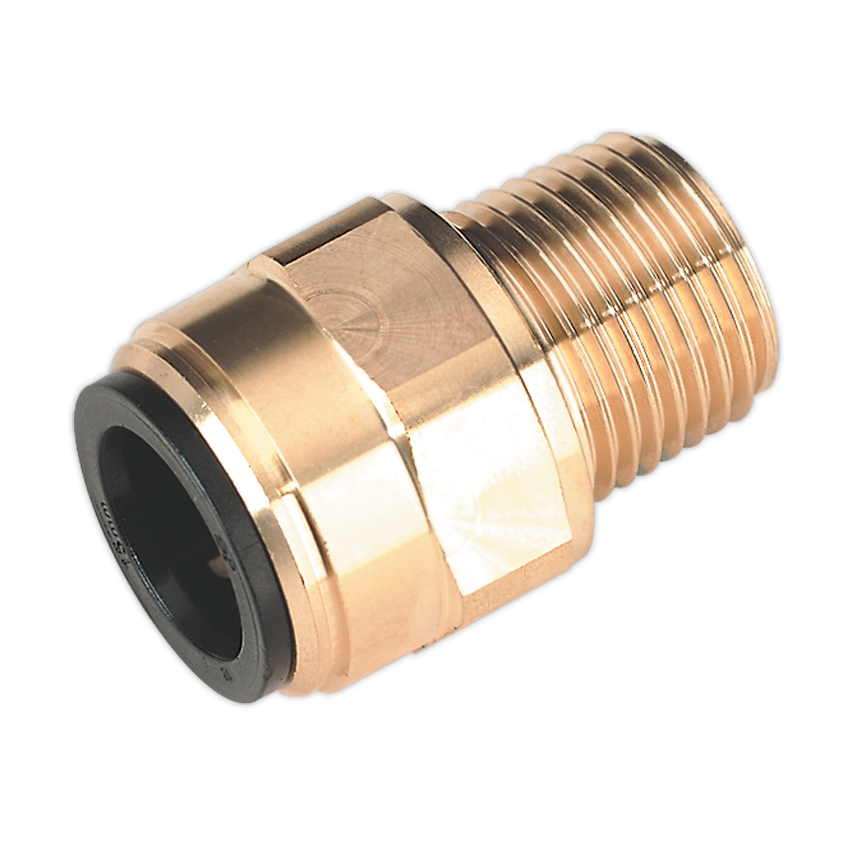 Sealey Straight Adaptor 15mm x 1/2"BSPT Brass (John Guest Speedfit® - MM011504N)