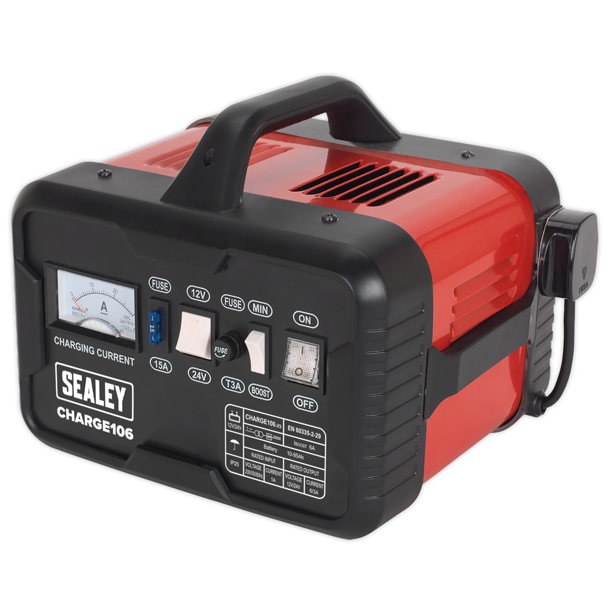 Sealey Battery Charger 8A 12/24V 230V