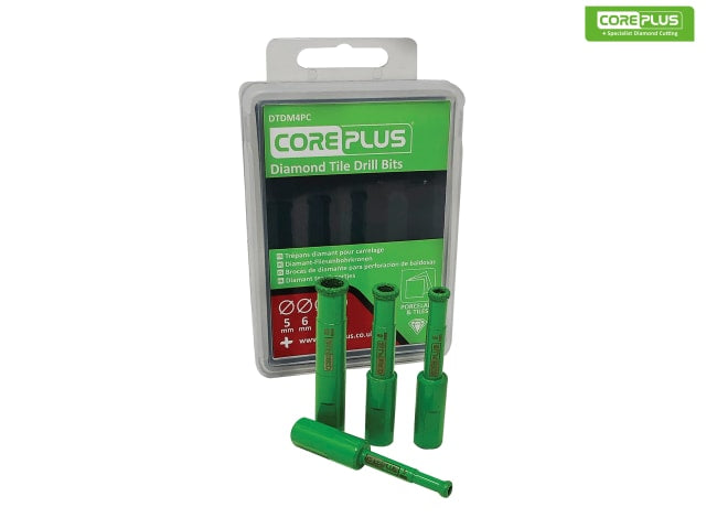 CorePlus DTDM4PC Diamond Tile Drill Bit Set, 4 Piece