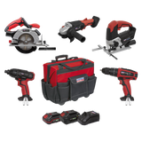 Sealey 5 x 20V SV20 Series Cordless 5 Tool Combo Kit - 2 Batteries
