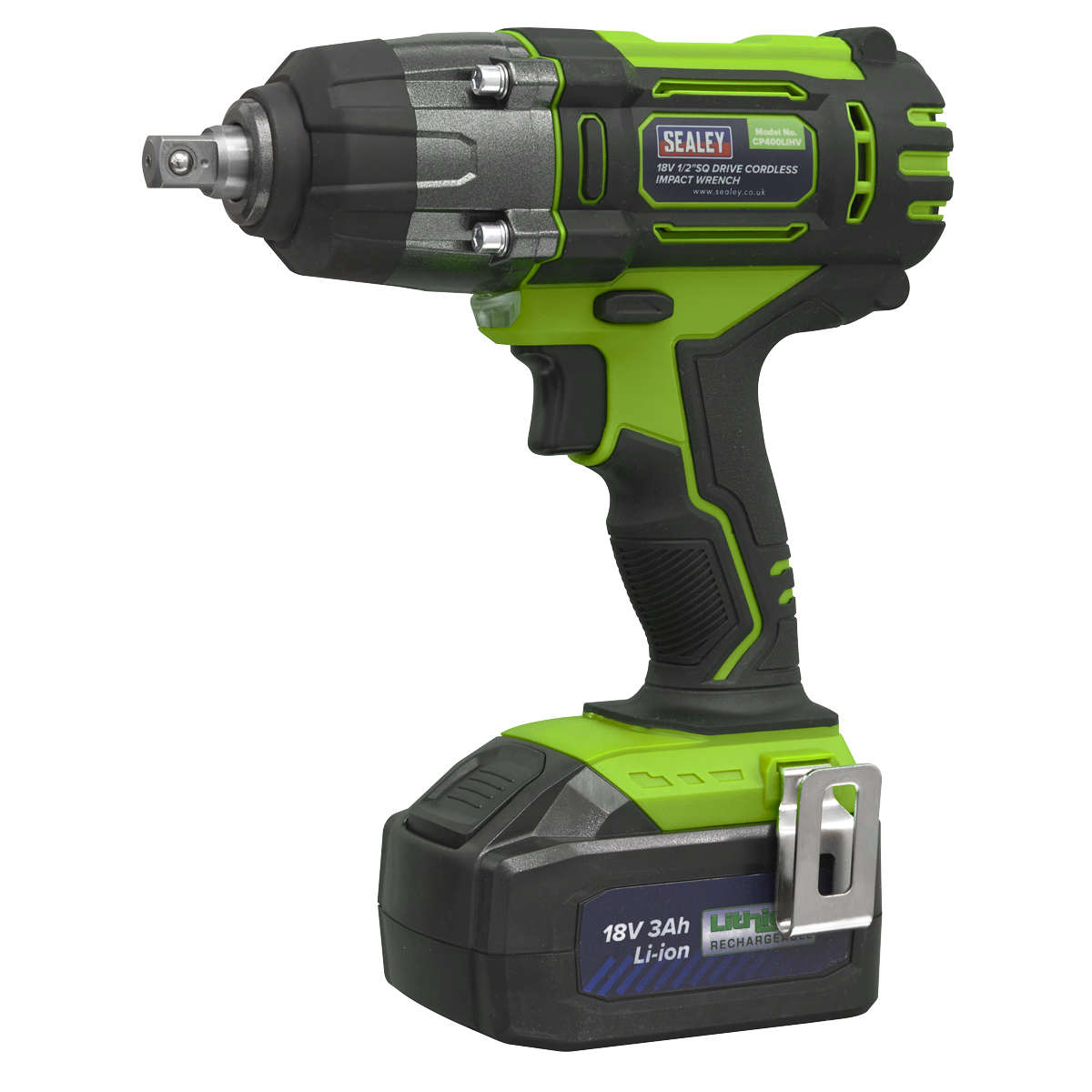 Sealey Cordless Impact Wrench 18V 3Ah Lithium-ion 1/2"Sq Drive Hi-Vis