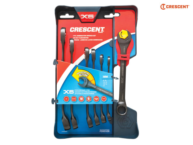 Crescent® X6 Open End Ratcheting Spanner Set, 7 Piece