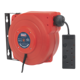Sealey Cable Reel System Retractable 10m 2 x 230V Socket