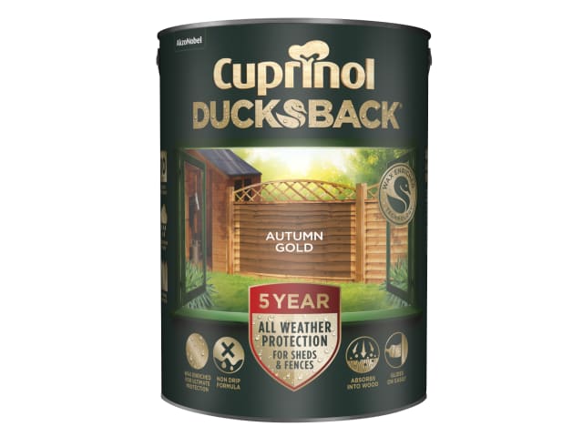 Cuprinol Ducksback 5 Year Waterproof for Sheds & Fences Autumn Gold 5 litre