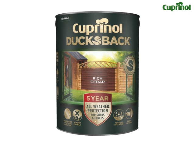 Cuprinol Ducksback 5 Year Waterproof for Sheds & Fences Rich Cedar 5 litre