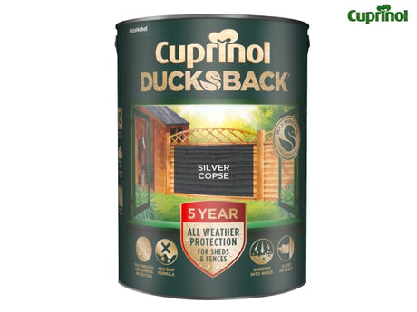 Cuprinol Ducksback 5 Year Waterproof for Sheds & Fences Silver Copse 5 litre