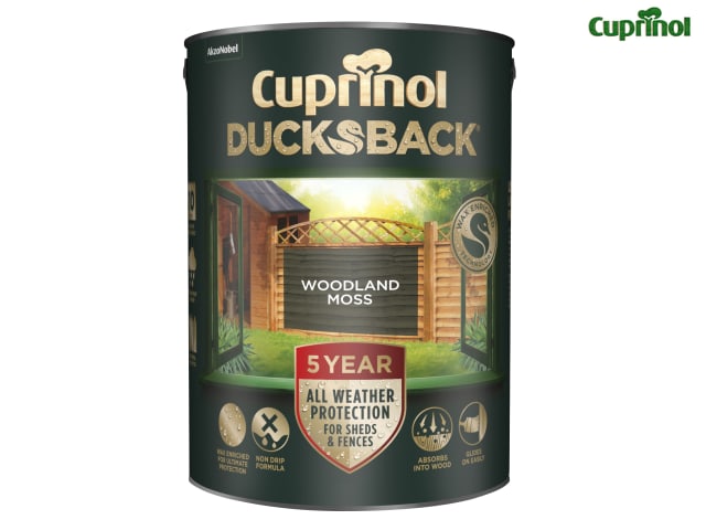 Cuprinol Ducksback 5 Year Waterproof for Sheds & Fences Woodland Moss 5 litre