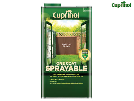 Cuprinol One Coat Sprayable Fence Treatment Harvest Brown 5 litre