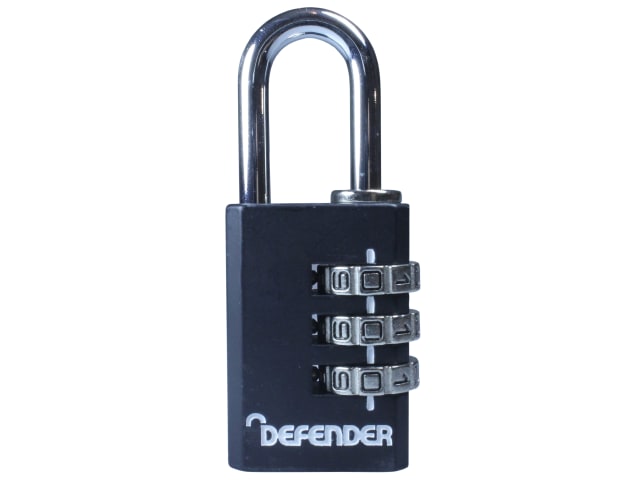 DEFENDER Black Die-Cast Combination Padlock 30mm