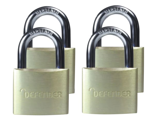 DEFENDER Aluminium Padlock Quad Pack 40mm