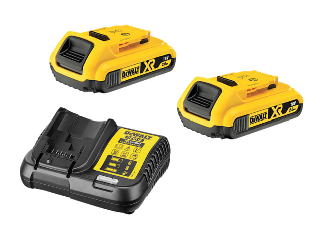 DEWALT 18V Battery and Charger Pack - 2 x 2Amp Batteries + 1 x DCB112 Charger