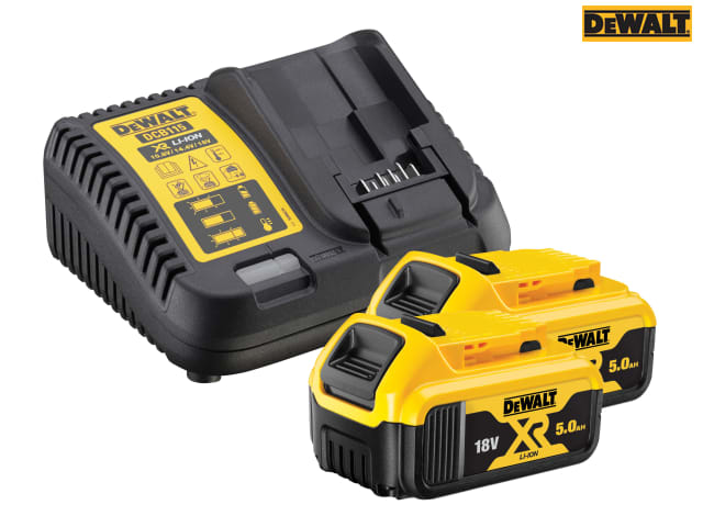 DEWALT DCB184B2C XR Charger & Battery Set 18V 2 x 5.0Ah Li-ion