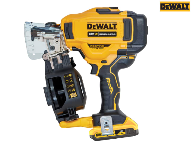 DEWALT DCN45RND2 XR Brushless Roofing Coil Nailer 18V 2 x 2.0Ah Li-ion